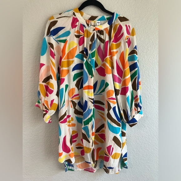 Tabitha Brown mumu style button down tunic dress multicolor coastal grandma - Picture 4 of 8